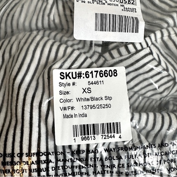 NWT Lands’ End Women’s 3/4 Sleeve Slub Top Blouse White and Black Stripe Size XS - Picture 6 of 8